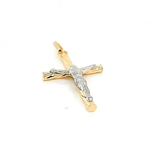 18k Two Tone Gold Crucifix Image 3 Arezzo Jewelers Elmwood Park, IL