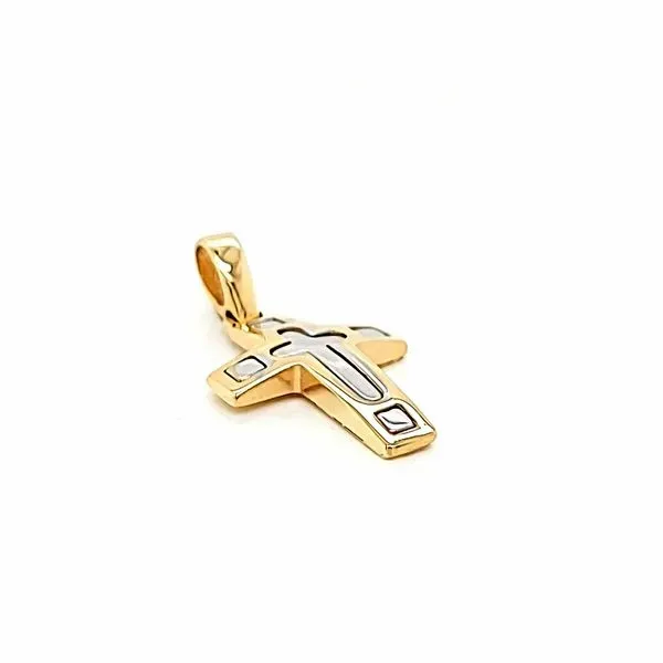 18k Two Tone Gold Cross Image 2 Arezzo Jewelers Elmwood Park, IL