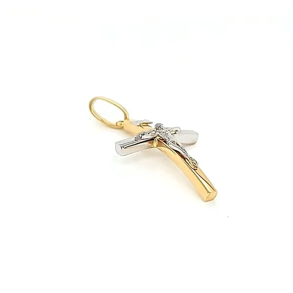 18k Two Tone Gold Crucifix Cross Image 2 Arezzo Jewelers Elmwood Park, IL