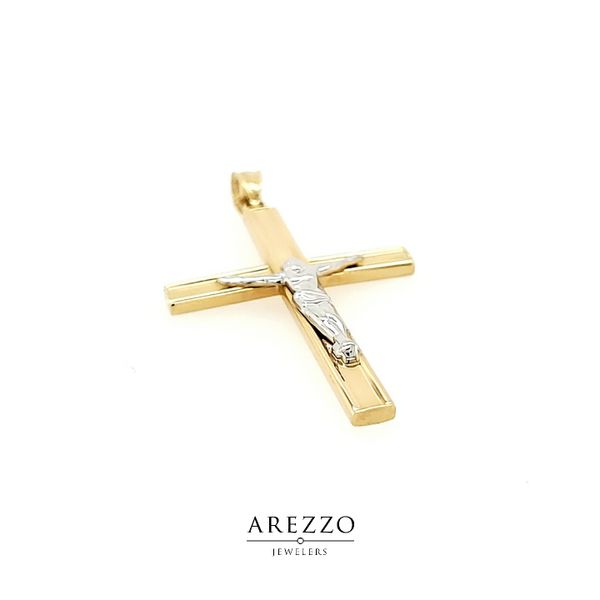 18k Two Tone Gold Crucifix Image 2 Arezzo Jewelers Elmwood Park, IL