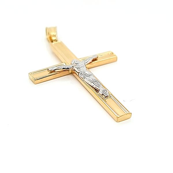 18k Two Tone Gold Crucifix Image 3 Arezzo Jewelers Elmwood Park, IL