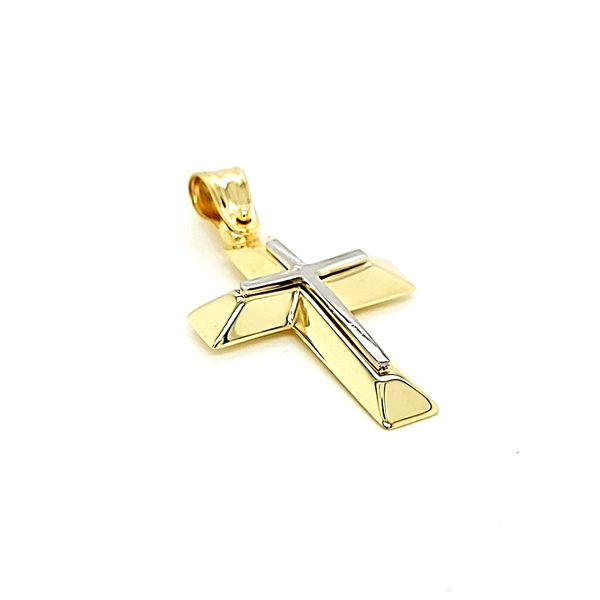 14k Two Tone Gold Cross Image 2 Arezzo Jewelers Elmwood Park, IL