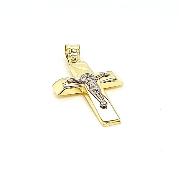 14k Two Tone Gold Crucifix Image 2 Arezzo Jewelers Elmwood Park, IL