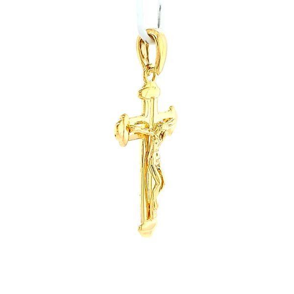 14k Yellow Gold Budded Crucifix Image 2 Arezzo Jewelers Elmwood Park, IL