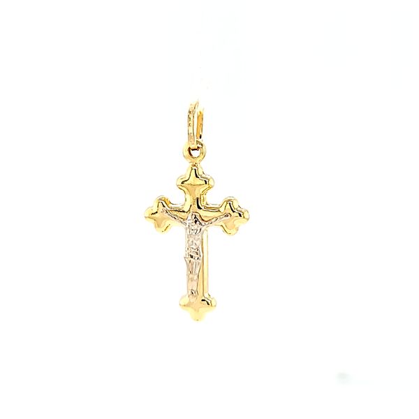 18k Two Tone Gold Budded Crucifix Arezzo Jewelers Elmwood Park, IL