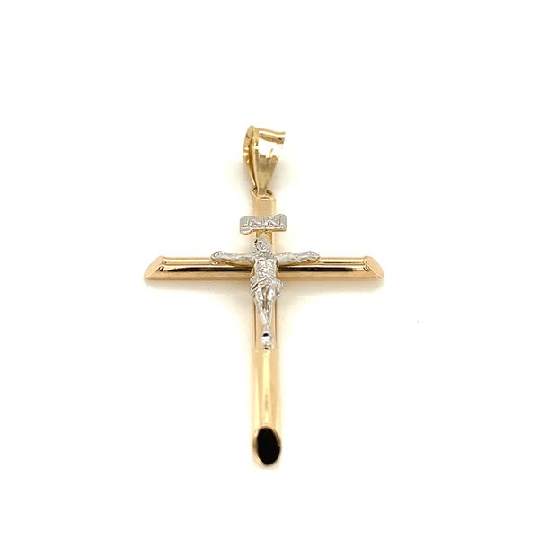14k Two Tone Gold Crucifix Cross Image 3 Arezzo Jewelers Elmwood Park, IL