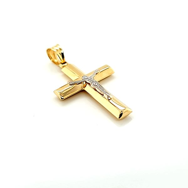 14k Two Tone Gold Crucifix Cross Image 2 Arezzo Jewelers Elmwood Park, IL