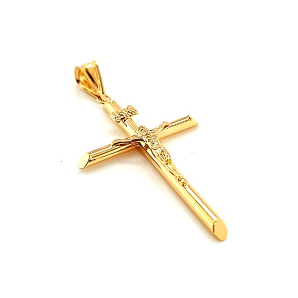 14k Yellow Gold Tube Cross Crucifix Image 3 Arezzo Jewelers Elmwood Park, IL