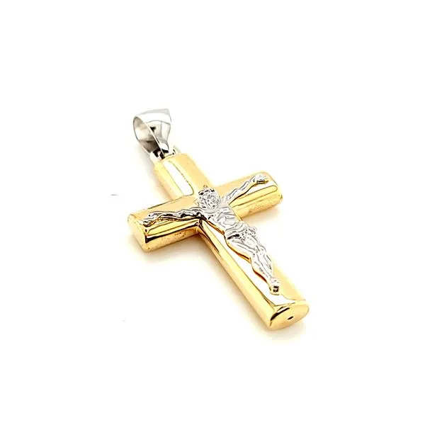 14k Two Tone Gold Crucifix Cross Image 2 Arezzo Jewelers Elmwood Park, IL