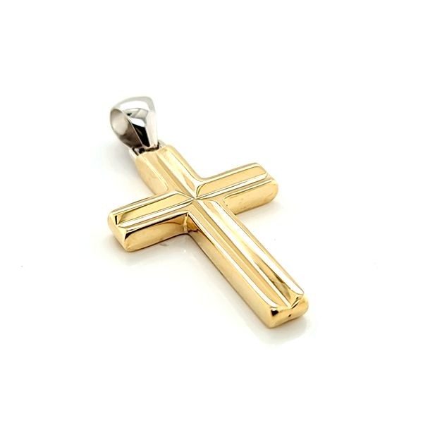 14k Two Tone Gold Cross Image 2 Arezzo Jewelers Elmwood Park, IL