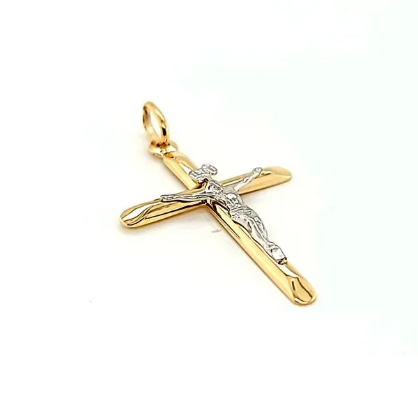 14k Two Tone Gold Hollow Crucifix Cross Image 2 Arezzo Jewelers Elmwood Park, IL