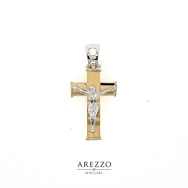 18k Two Tone Gold Crucifix Image 2 Arezzo Jewelers Elmwood Park, IL