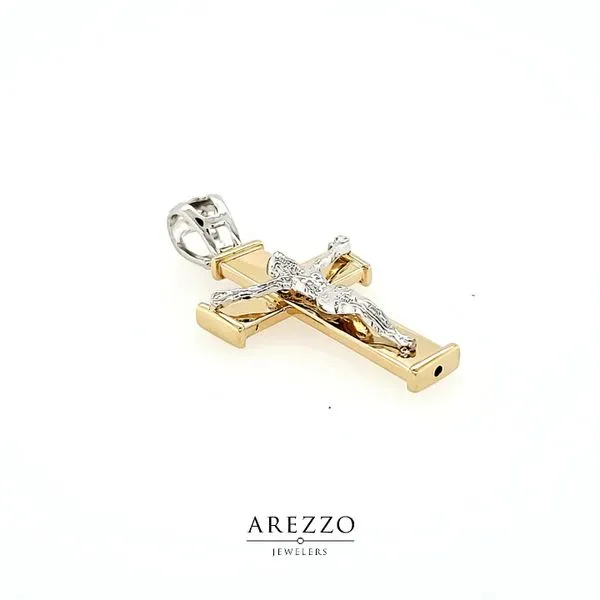 18k Two Tone Gold Crucifix Image 3 Arezzo Jewelers Elmwood Park, IL