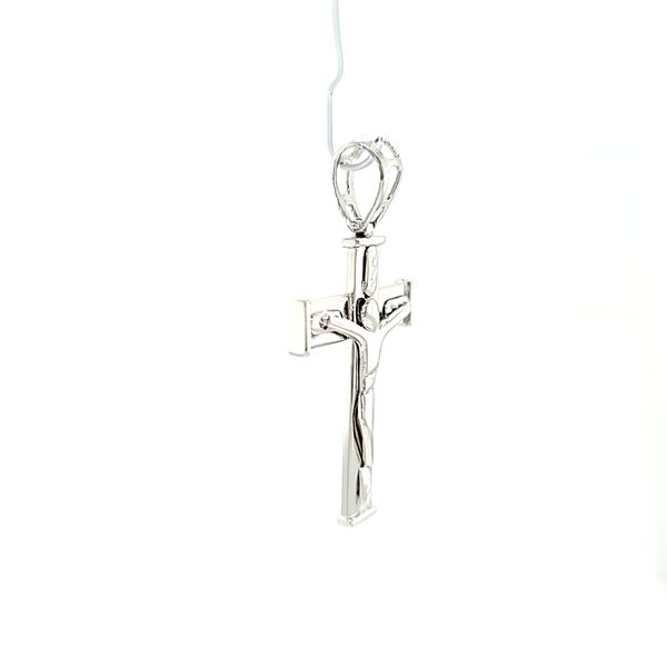 14k White Gold  Crucifix with Diamond Cut Image 2 Arezzo Jewelers Elmwood Park, IL