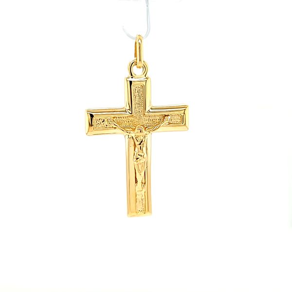 14k Yellow Gold Solid Crucifix Cross Image 2 Arezzo Jewelers Elmwood Park, IL