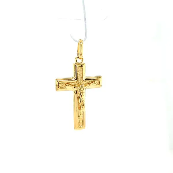 14k Yellow Gold Solid Crucifix Cross Image 2 Arezzo Jewelers Elmwood Park, IL