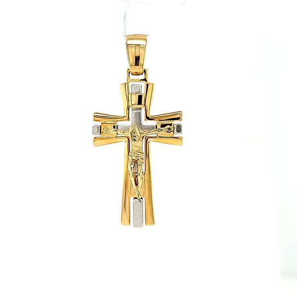 14k Two Tone Gold Solid Crucifix Arezzo Jewelers Elmwood Park, IL