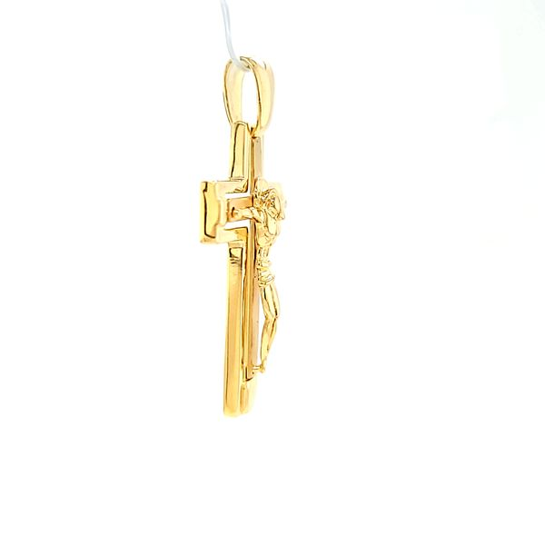 14k Yellow Gold Solid Crucifix Image 2 Arezzo Jewelers Elmwood Park, IL