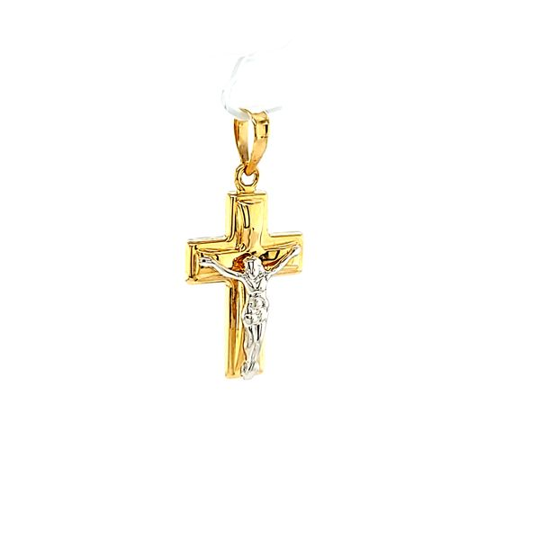 14k Two Tone Gold Crucifix Image 2 Arezzo Jewelers Elmwood Park, IL