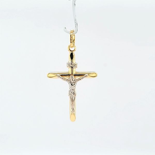 18k Two Tone Hollow Crucifix Cross Arezzo Jewelers Elmwood Park, IL