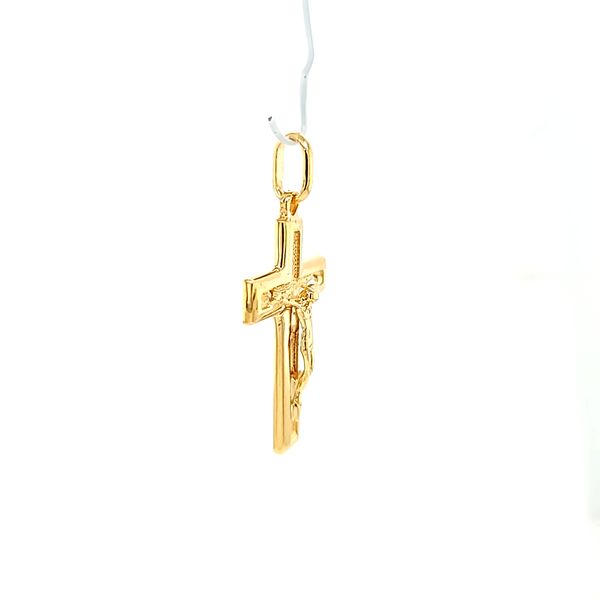 14k Yellow Gold Solid Crucifix Cross Image 3 Arezzo Jewelers Elmwood Park, IL