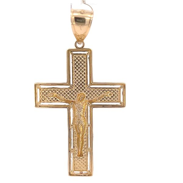14K Two Tone Gold Solid Crucifix Pendant Image 4 Arezzo Jewelers Elmwood Park, IL