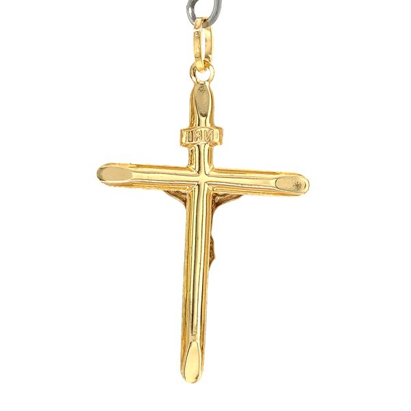18k Two Tone Hollow Crucifix / Cross Image 3 Arezzo Jewelers Elmwood Park, IL
