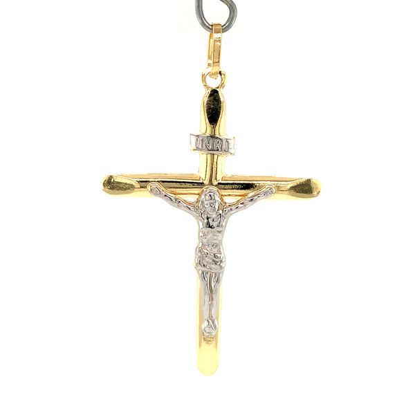 18k Two Tone Hollow Crucifix / Cross Arezzo Jewelers Elmwood Park, IL