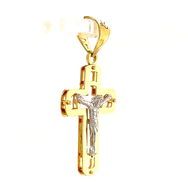 18k Gold Two Tone Crucifix Image 2 Arezzo Jewelers Elmwood Park, IL