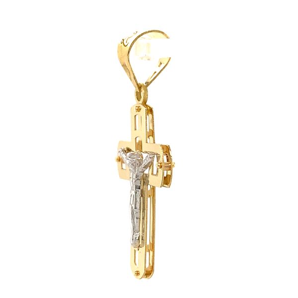 18k Gold Two Tone Crucifix Image 3 Arezzo Jewelers Elmwood Park, IL