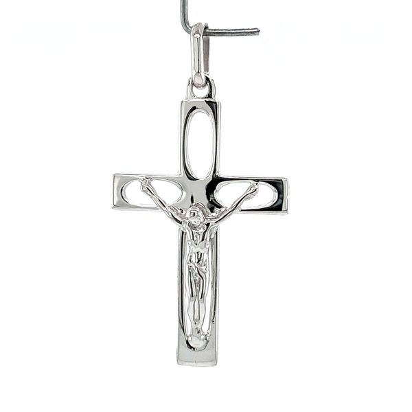 14k White Gold Solid Crucifix Arezzo Jewelers Elmwood Park, IL