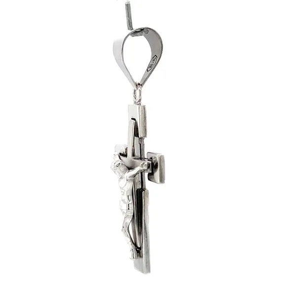 14k White Gold Crucifix Image 3 Arezzo Jewelers Elmwood Park, IL