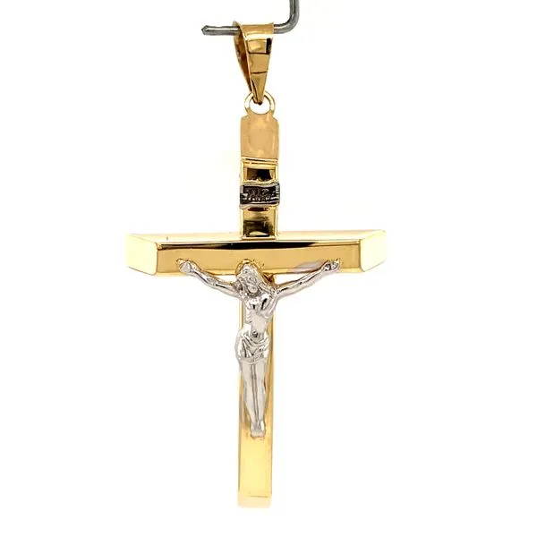 14k Two Tone Hollow Crucifix Image 2 Arezzo Jewelers Elmwood Park, IL