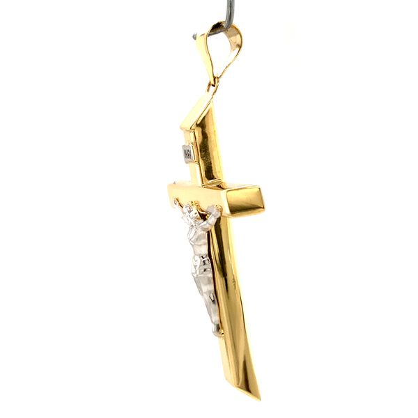 14k Two Tone Hollow Crucifix Image 3 Arezzo Jewelers Elmwood Park, IL