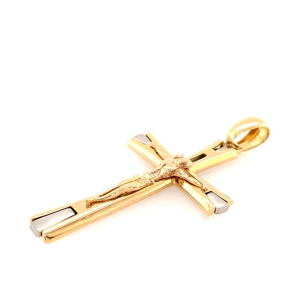 14k Two Tone Gold Crucifix Image 4 Arezzo Jewelers Elmwood Park, IL