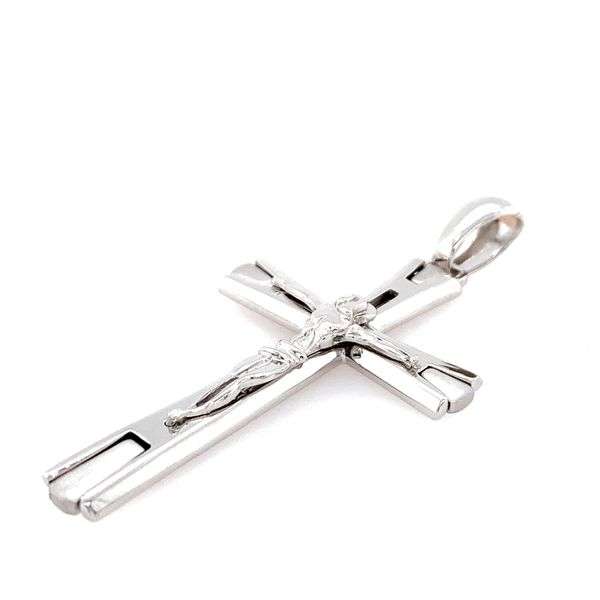 14k White Gold Crucifix Image 4 Arezzo Jewelers Elmwood Park, IL