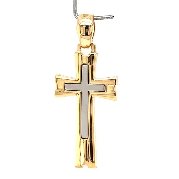 14k Two Tone Gold Cross Image 3 Arezzo Jewelers Elmwood Park, IL