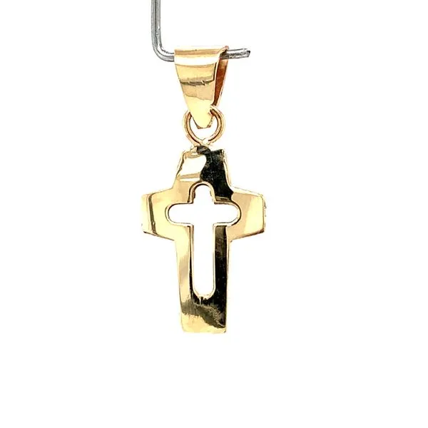 14k Yellow Gold Open Cross Image 3 Arezzo Jewelers Elmwood Park, IL