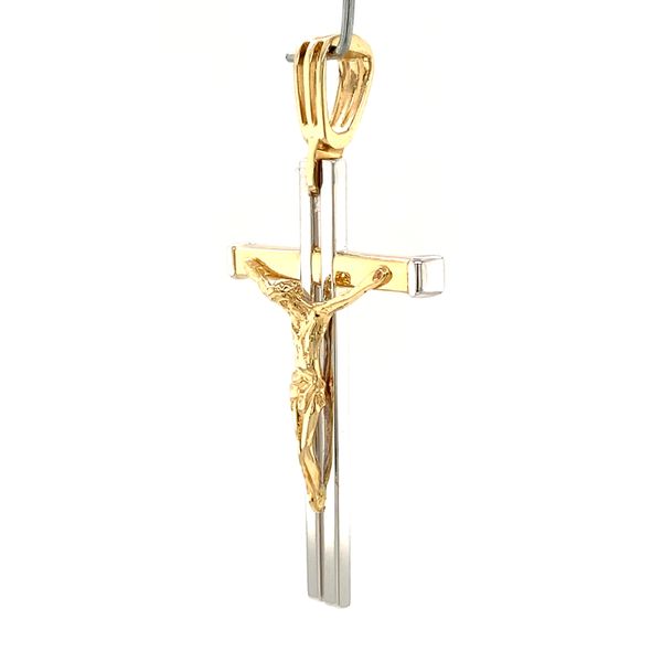 14k Two Tone Crucifix Image 2 Arezzo Jewelers Elmwood Park, IL