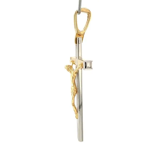 14k Two Tone Crucifix Image 3 Arezzo Jewelers Elmwood Park, IL