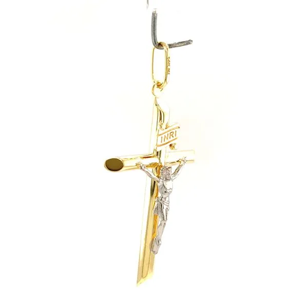 14k Two Tone Crucifix Image 3 Arezzo Jewelers Elmwood Park, IL