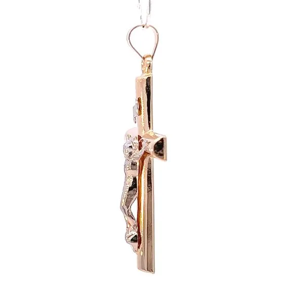 14k Two Tone Sculpted Crucifix INRI Image 2 Arezzo Jewelers Elmwood Park, IL