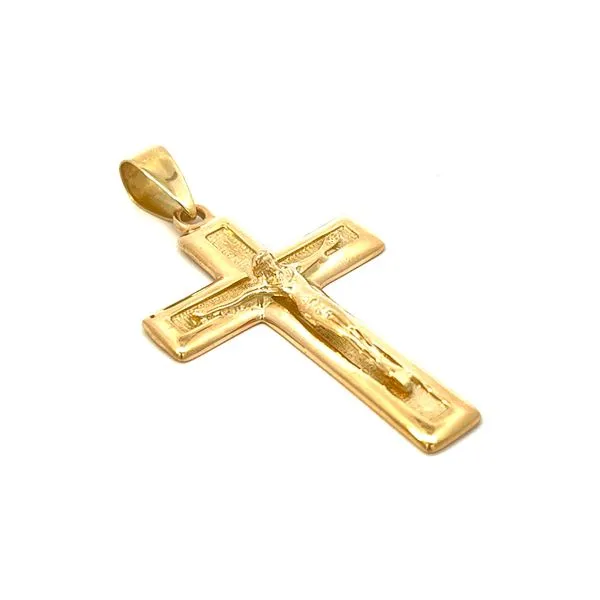 14 Karat Yellow Gold Solid Crucifix Image 2 Arezzo Jewelers Elmwood Park, IL
