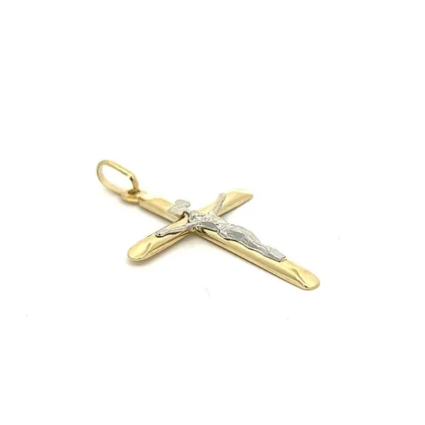 14 Karat Two Tone Hollow Crucifix Image 2 Arezzo Jewelers Elmwood Park, IL