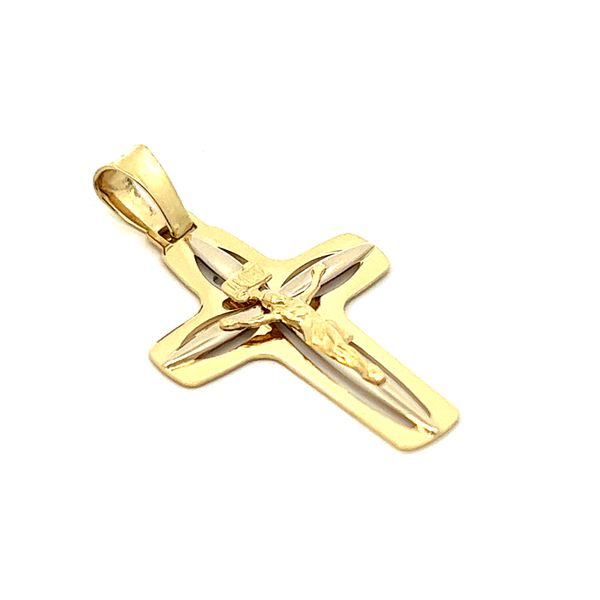 14 Karat Two Tone Solid Crucifix Cross Image 2 Arezzo Jewelers Elmwood Park, IL