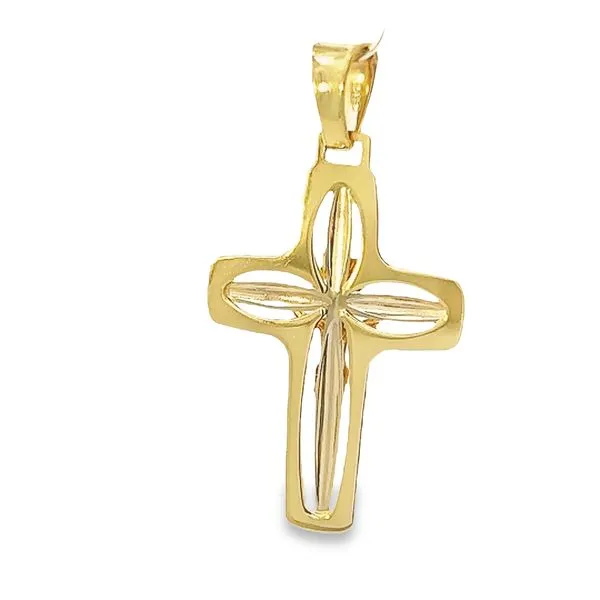 14 Karat Two Tone Solid Crucifix Cross Image 3 Arezzo Jewelers Elmwood Park, IL