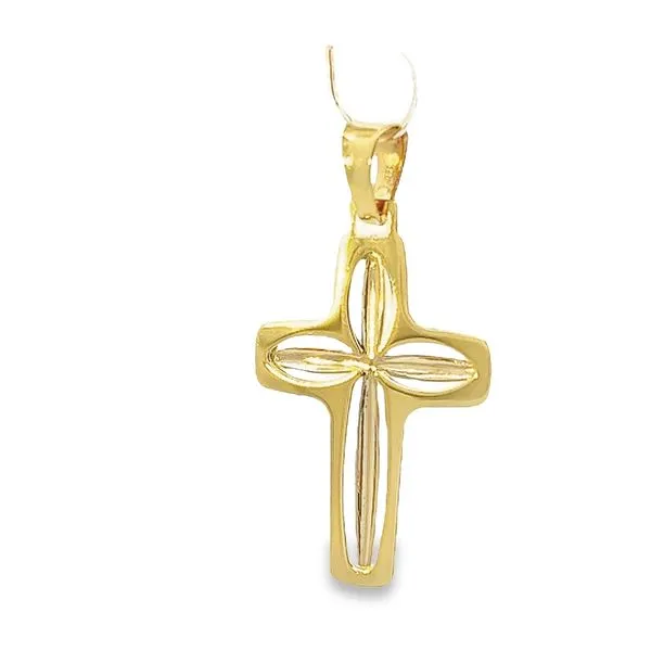 14 Karat Two Tone Solid Fancy Cross Image 2 Arezzo Jewelers Elmwood Park, IL