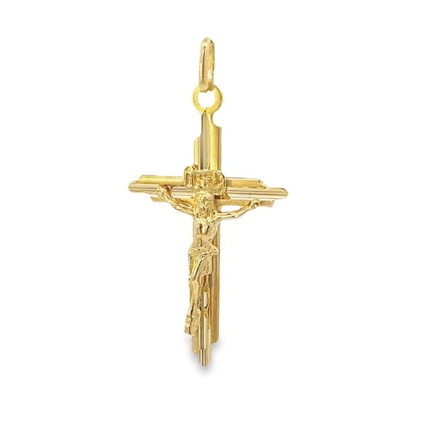 14 Karat Yellow Gold Solid Crucifix Cross Arezzo Jewelers Elmwood Park, IL