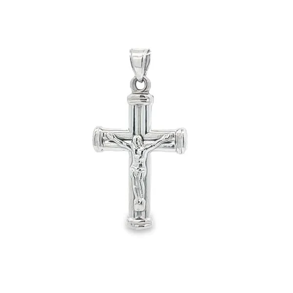 14 Karat White Gold Hollow Crucifix Cross Arezzo Jewelers Elmwood Park, IL