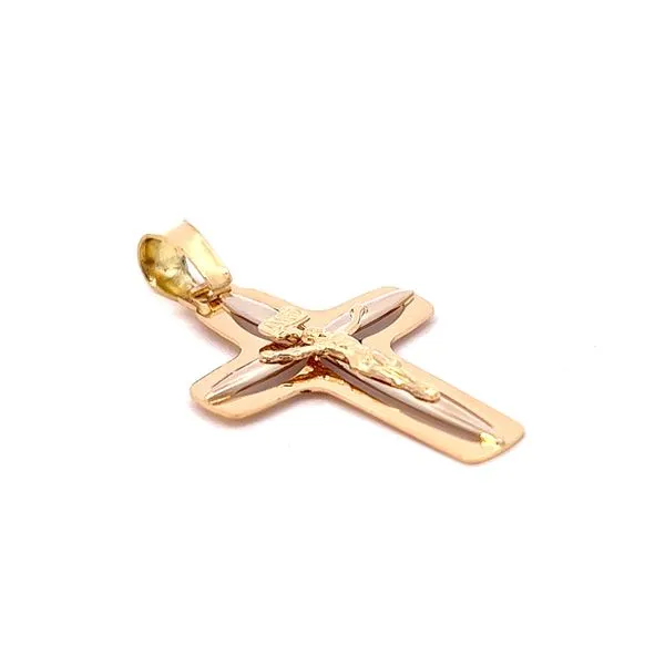 18k Two Tone Gold Solid Crucifix Image 2 Arezzo Jewelers Elmwood Park, IL